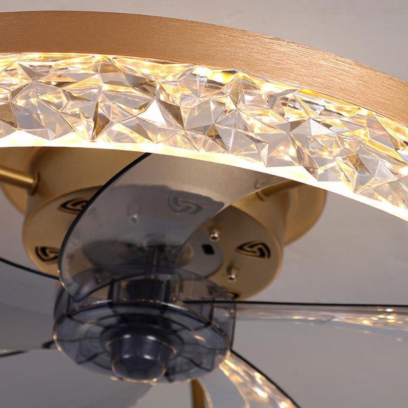 5-Blade Retro Ceiling Fan Light - Round Iron Design, Vintage Charm, Indoor Lighting