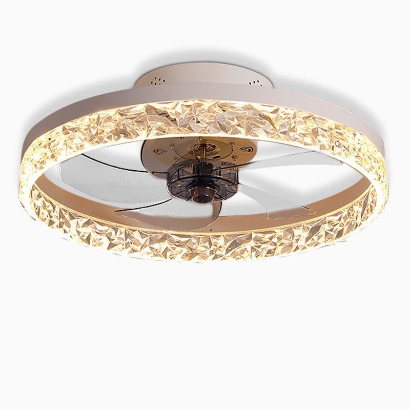 5-Blade Retro Ceiling Fan Light - Round Iron Design, Vintage Charm, Indoor Lighting