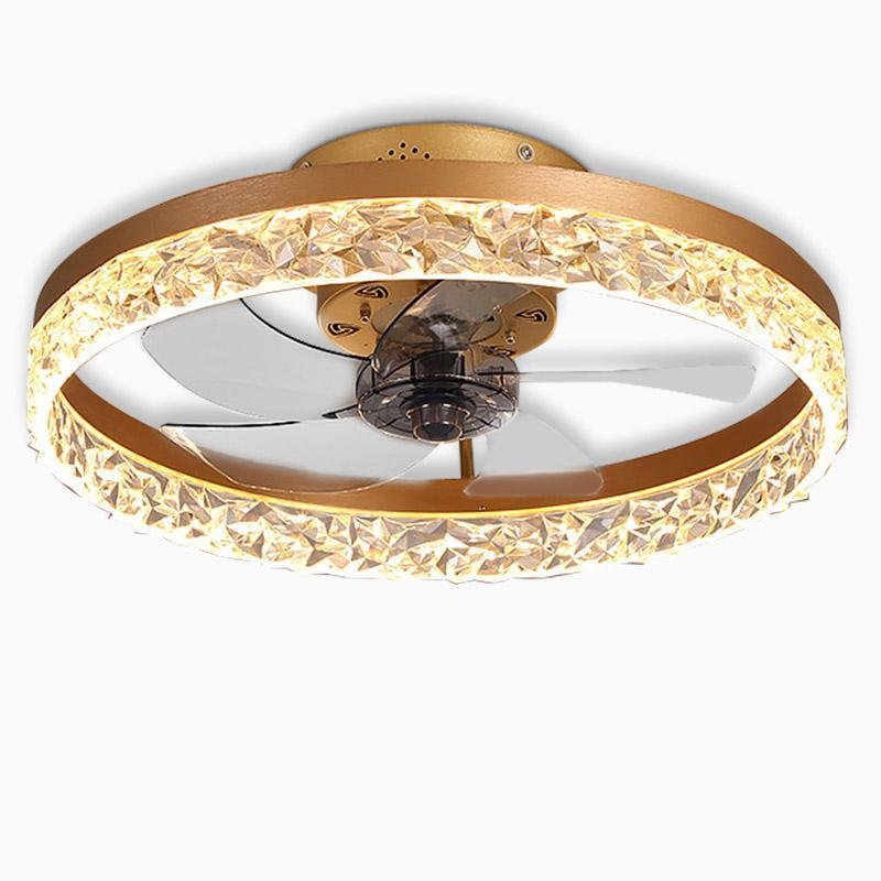5-Blade Retro Ceiling Fan Light - Round Iron Design, Vintage Charm, Indoor Lighting
