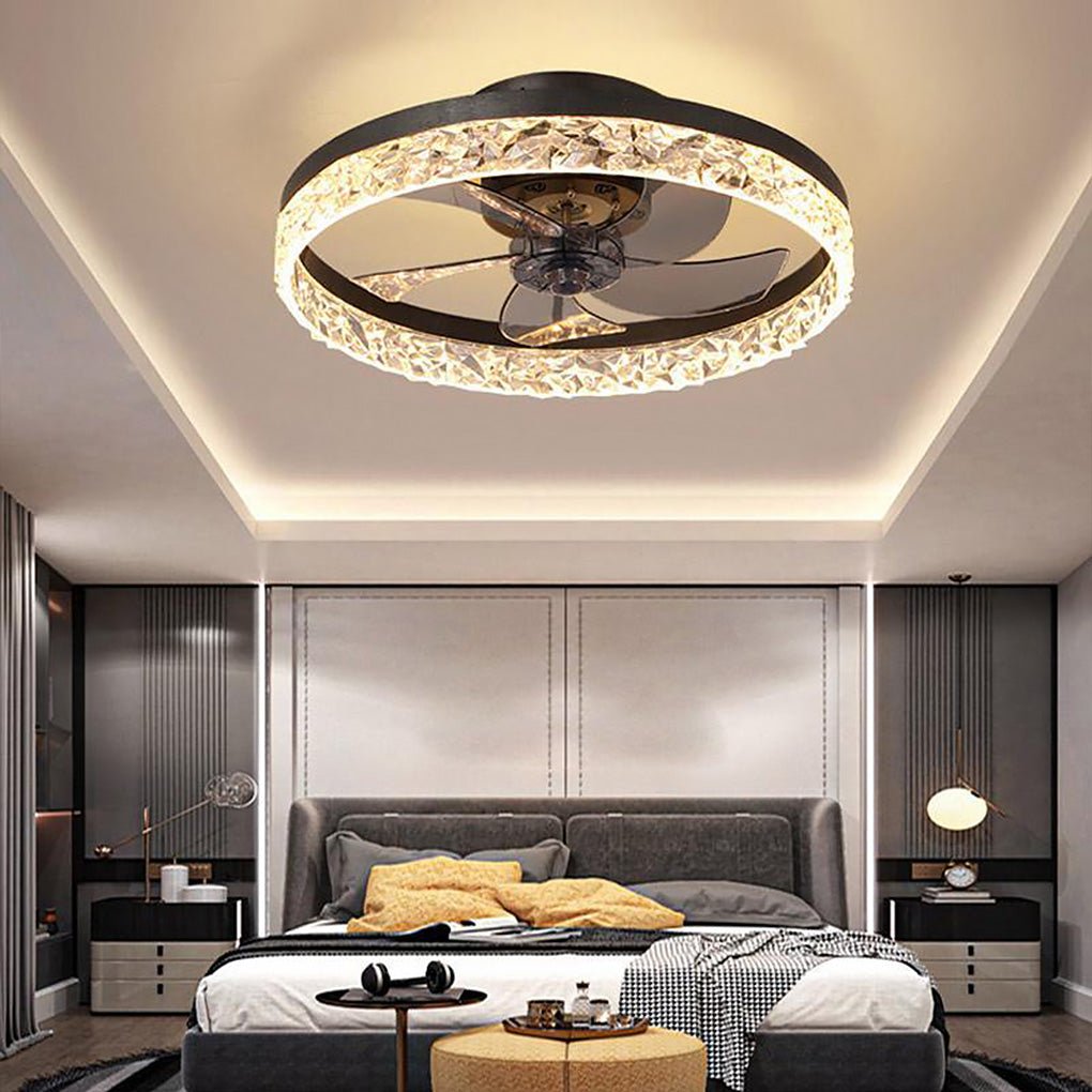 5-Blade Retro Ceiling Fan Light - Round Iron Design, Vintage Charm, Indoor Lighting