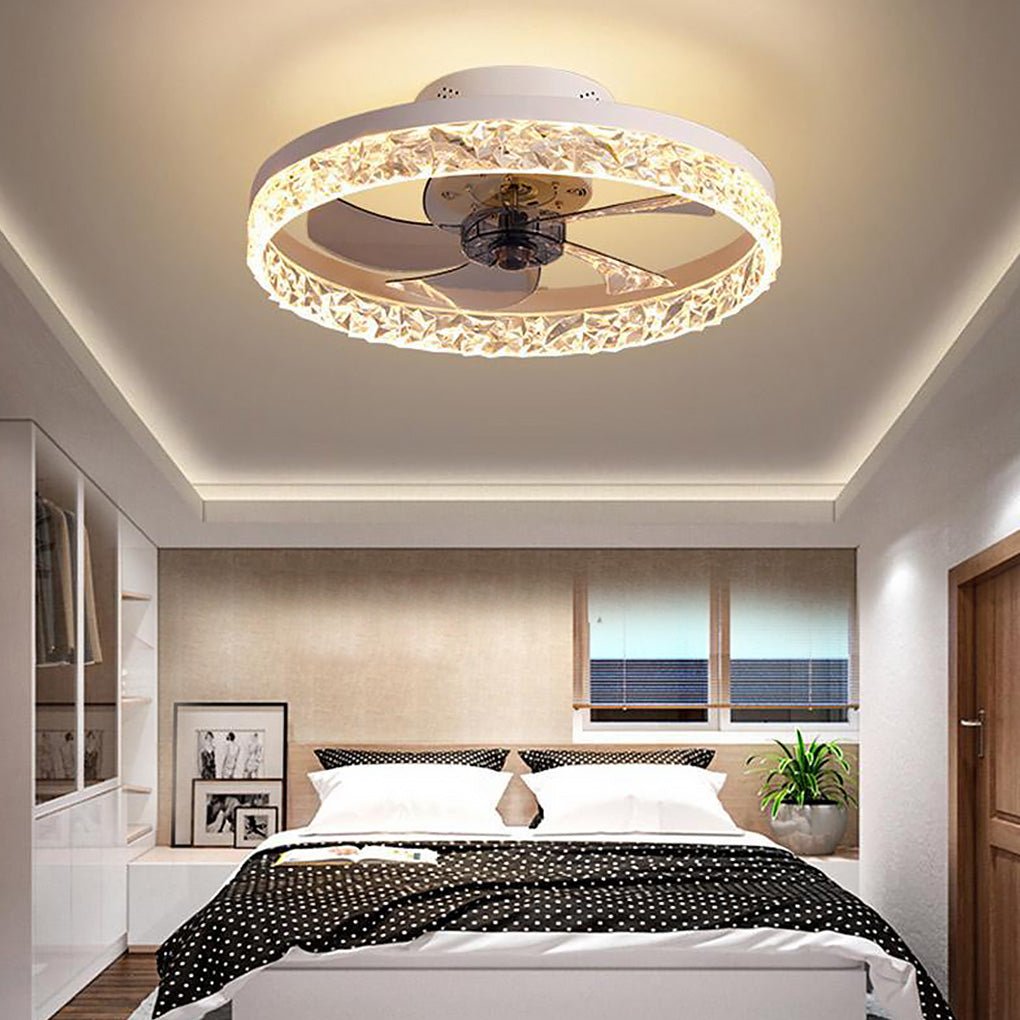 5-Blade Retro Ceiling Fan Light - Round Iron Design, Vintage Charm, Indoor Lighting