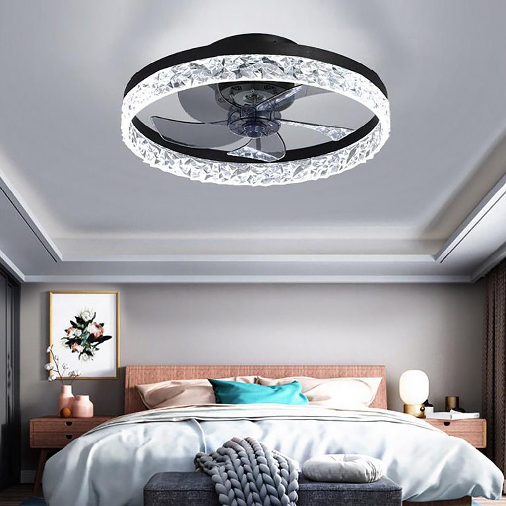 5-Blade Retro Ceiling Fan Light - Round Iron Design, Vintage Charm, Indoor Lighting