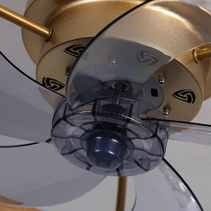 5-Blade Retro Ceiling Fan Light - Round Iron Design, Vintage Charm, Indoor Lighting