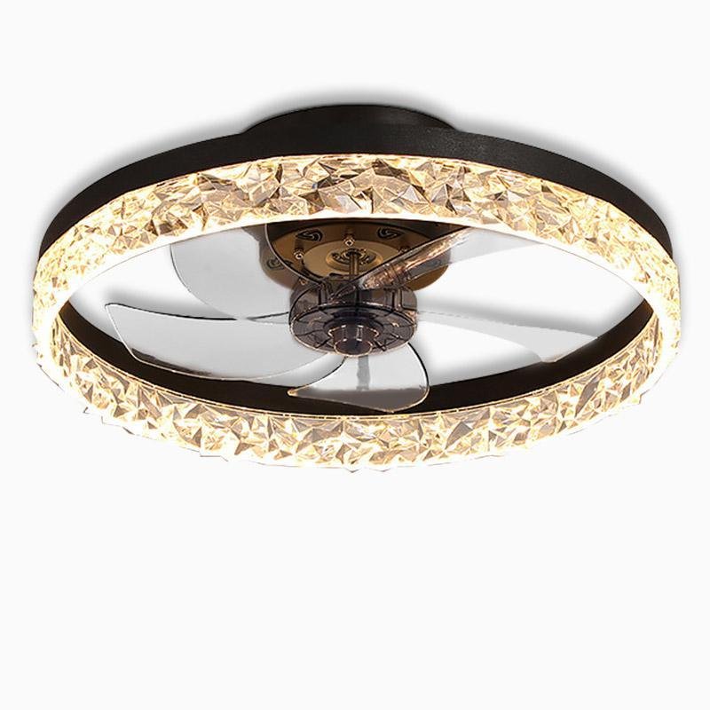 5-Blade Retro Ceiling Fan Light - Round Iron Design, Vintage Charm, Indoor Lighting