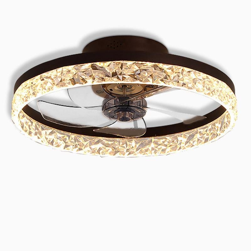 5-Blade Retro Ceiling Fan Light - Round Iron Design, Vintage Charm, Indoor Lighting