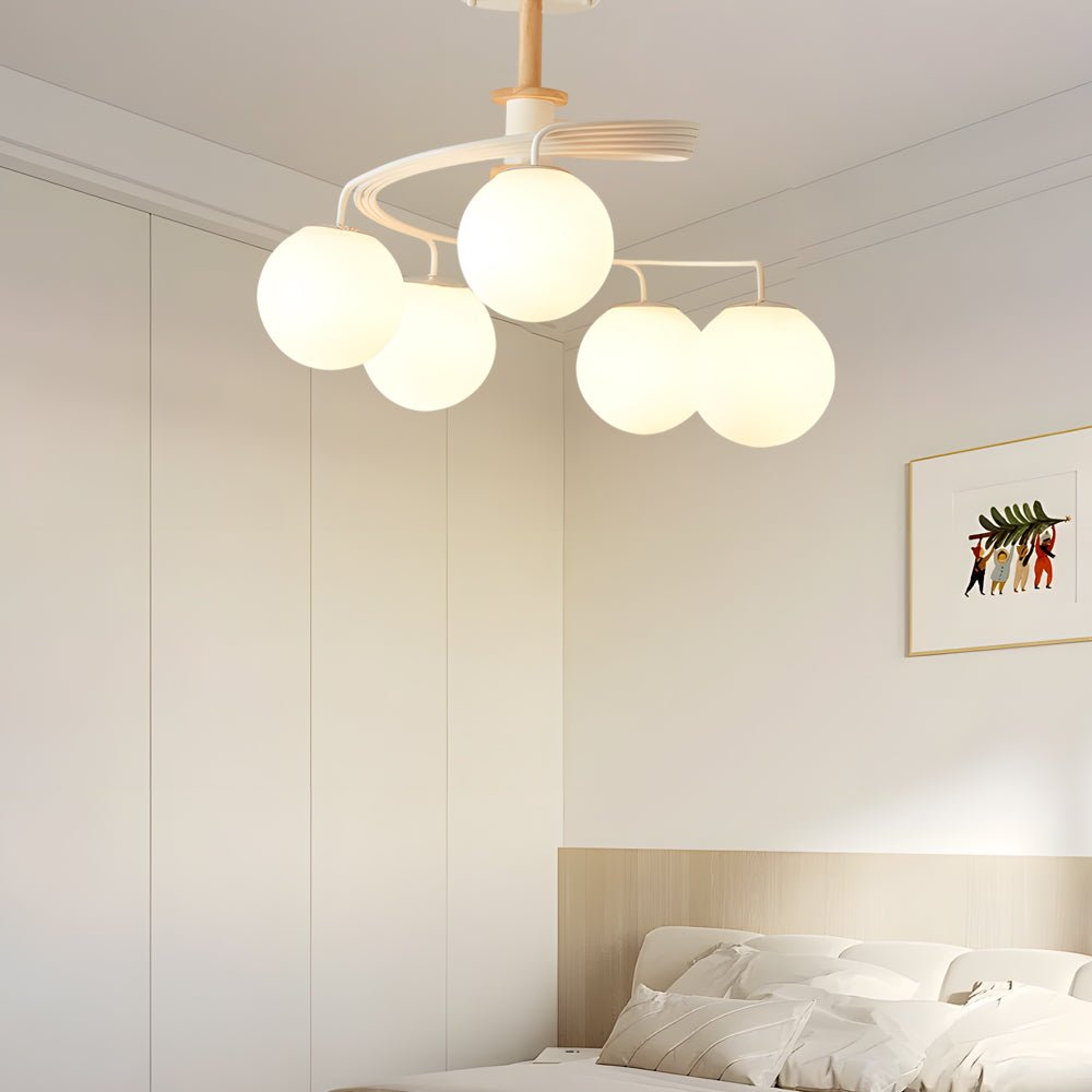 5-Light Glass Ball Spiral Semi-Flush Mount Ceiling Light - Modern Metallic Design
