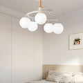 5-Light Glass Ball Spiral Semi-Flush Mount Ceiling Light - Modern Metallic Design