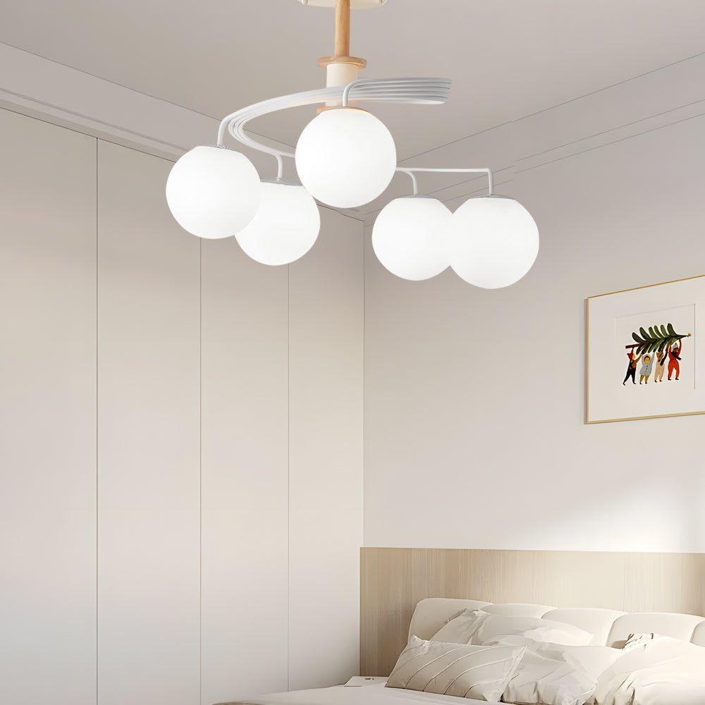 5-Light Glass Ball Spiral Semi-Flush Mount Ceiling Light - Modern Metallic Design