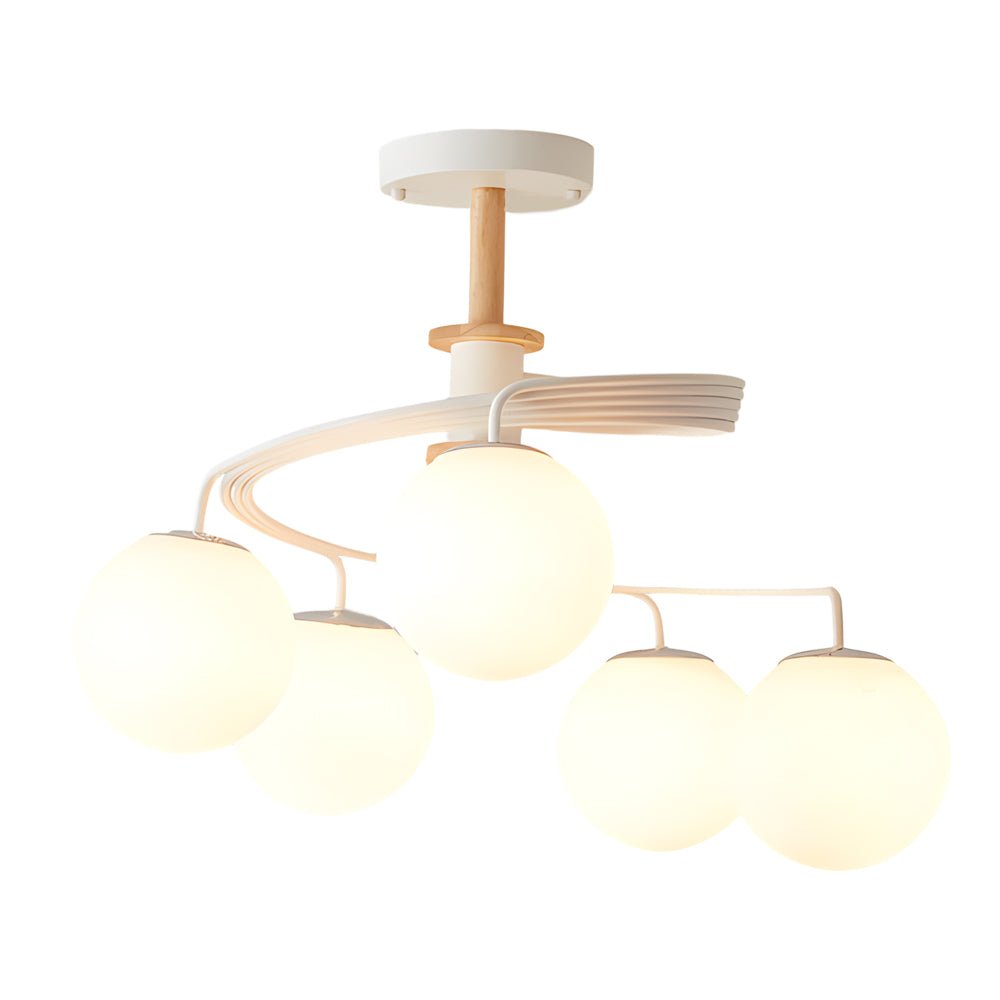 5-Light Glass Ball Spiral Semi-Flush Mount Ceiling Light - Modern Metallic Design