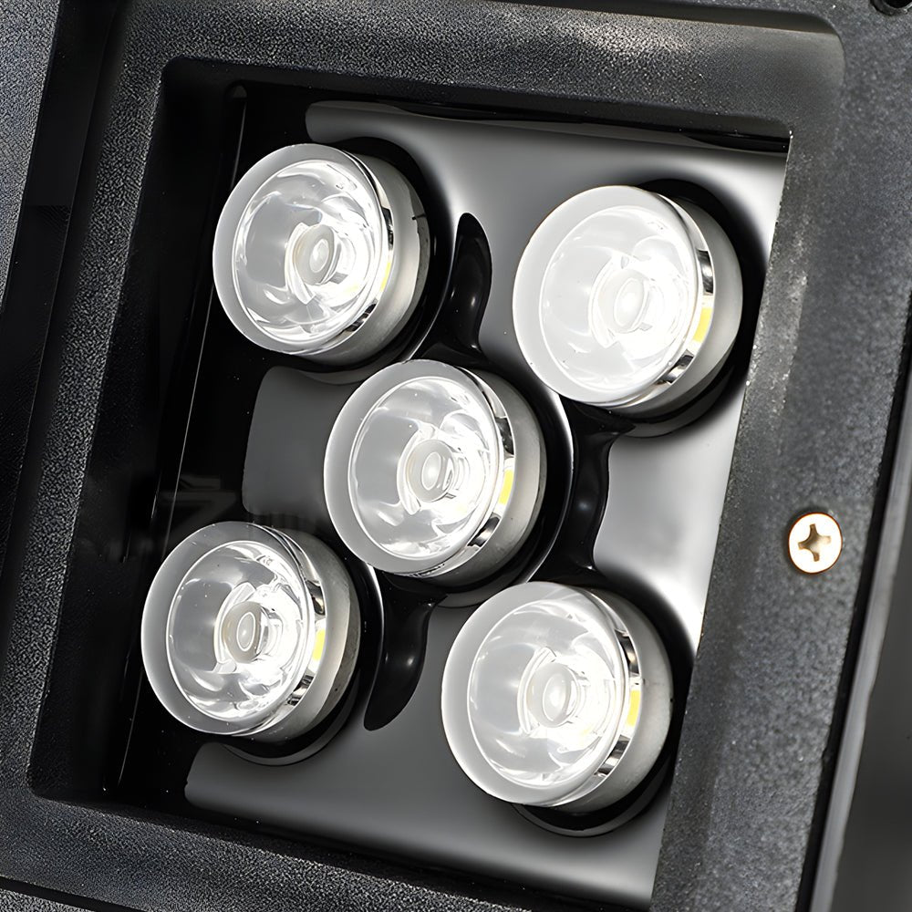 5-Light LED Square In-Ground Well Lights with Light Sensor for Pathway and Deck Lighting