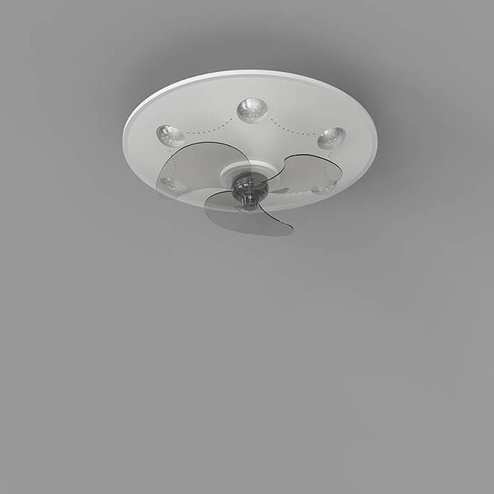 Modern Cartoon UFO Ceiling Fan Light - Round Iron Acrylic LED Flush Mount for Kids