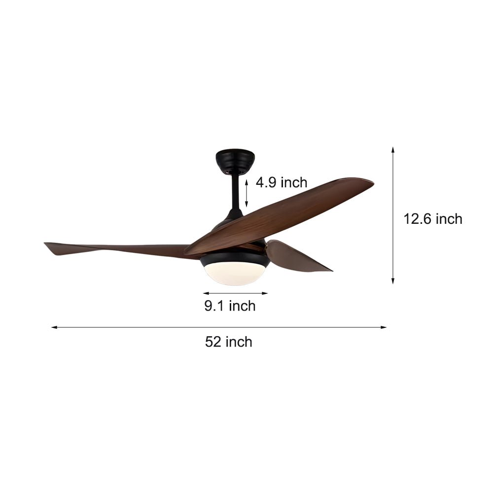 52-Inch 3-Blade LED Ceiling Fan with Light & Remote Control - 6-Speed Quiet Operation