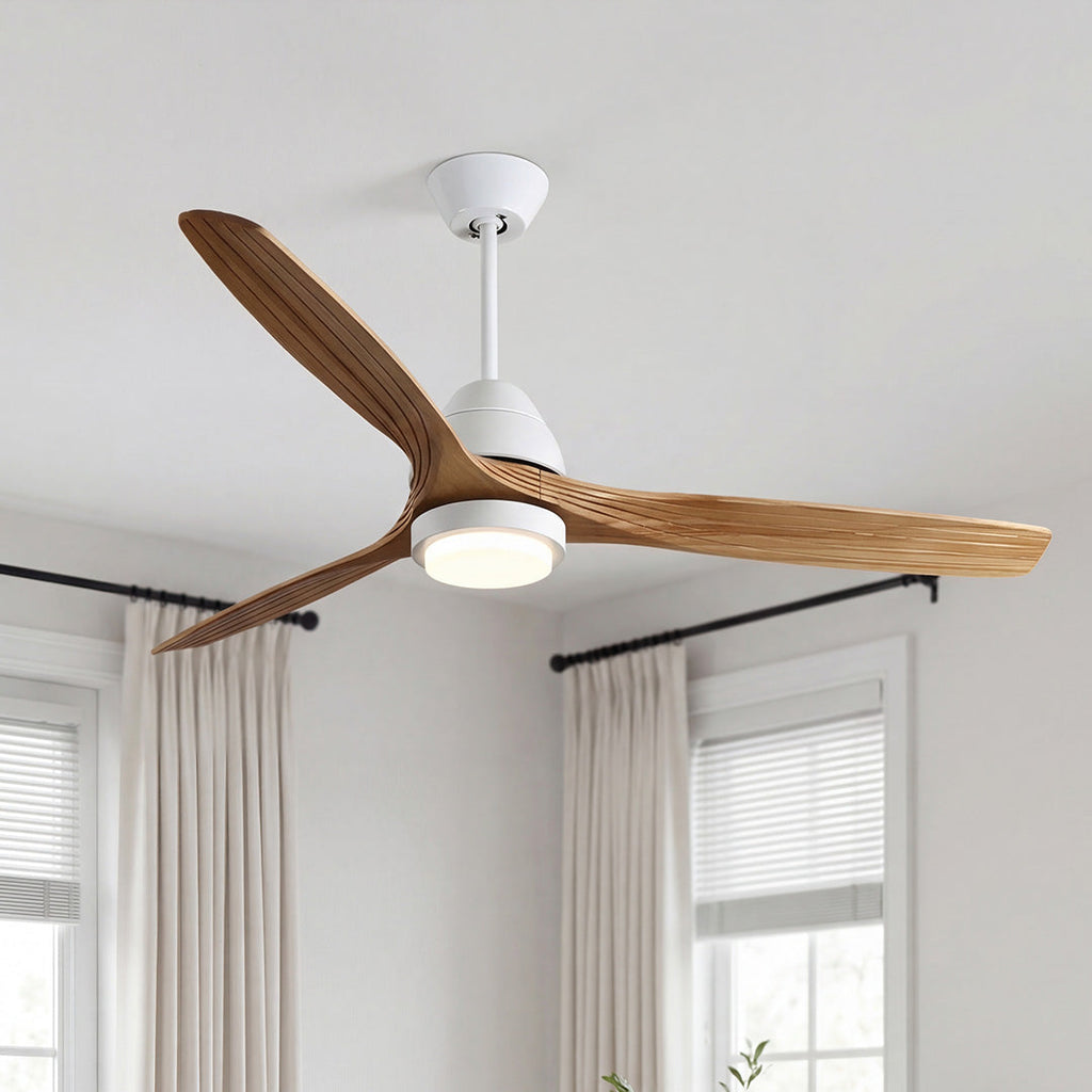 Nordic 52-Inch Wooden Ceiling Fan with Remote Control, 3 Blades, 6 Speeds, Light Fixture
