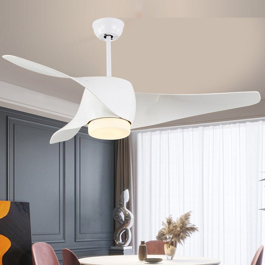 52-Inch Smart Dimming LED Ceiling Fan Light - Three-Color Adjustable Lighting, Modern Design, Energy Efficient