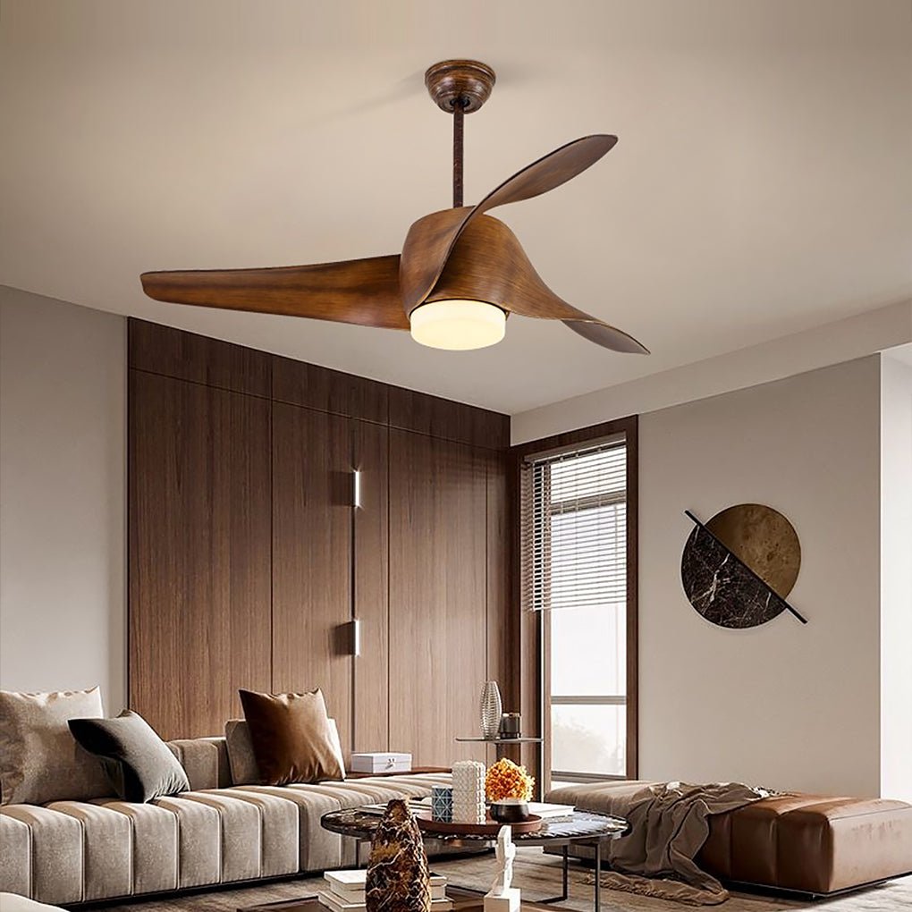 52-Inch Smart Dimming LED Ceiling Fan Light - Three-Color Adjustable Lighting, Modern Design, Energy Efficient