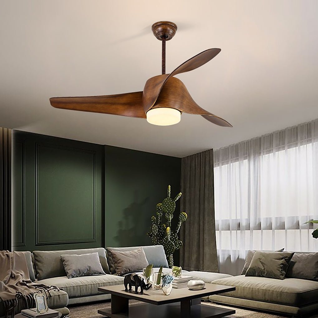 52-Inch Smart Dimming LED Ceiling Fan Light - Three-Color Adjustable Lighting, Modern Design, Energy Efficient