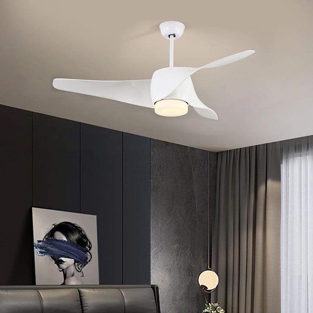 52-Inch Smart Dimming LED Ceiling Fan Light - Three-Color Adjustable Lighting, Modern Design, Energy Efficient