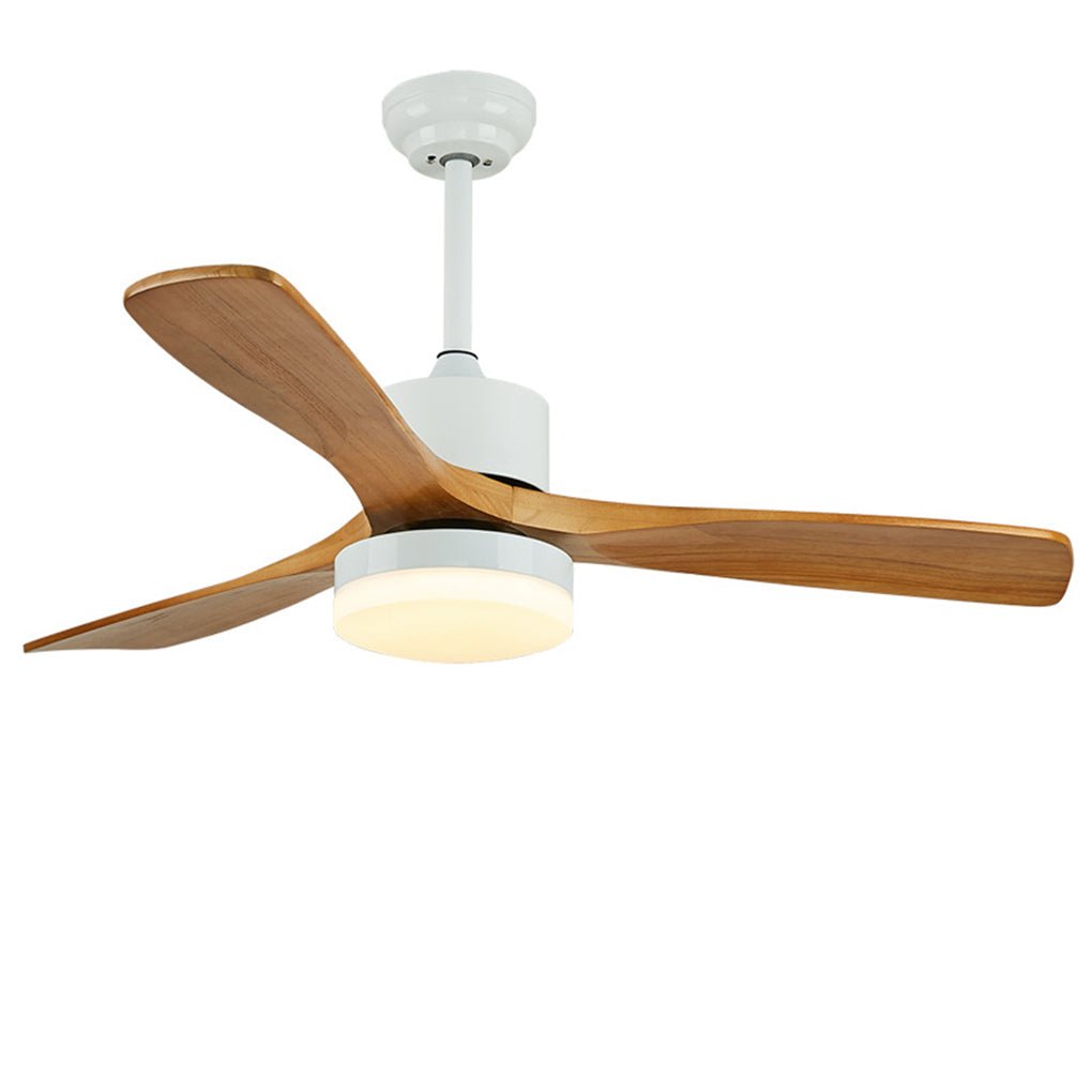 52" Nordic Minimalist Solid Wood LED Ceiling Fan Lamp for Living Room