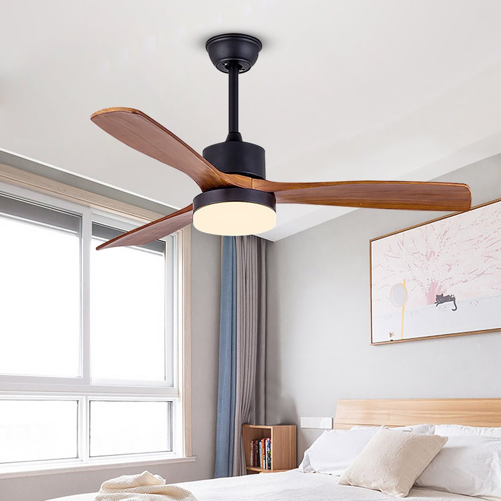 52" Nordic Minimalist Solid Wood LED Ceiling Fan Lamp for Living Room