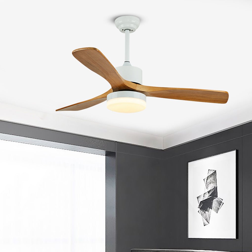 52" Nordic Minimalist Solid Wood LED Ceiling Fan Lamp for Living Room