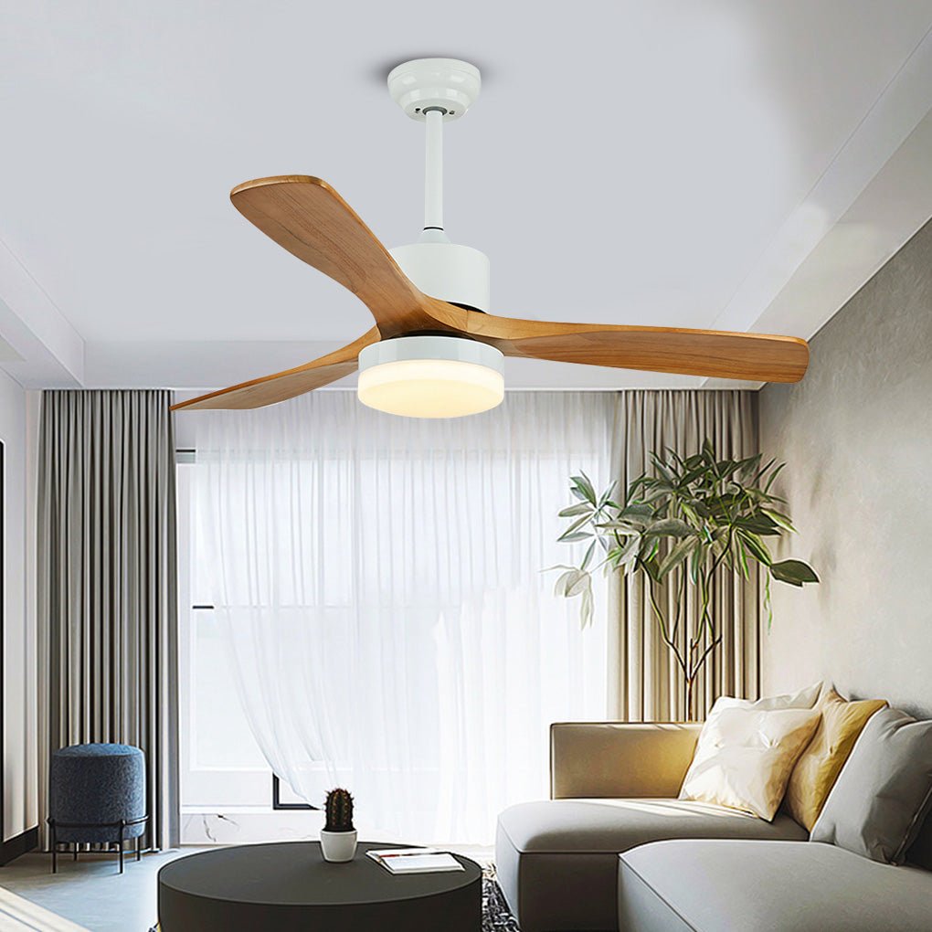 52" Nordic Minimalist Solid Wood LED Ceiling Fan Lamp for Living Room