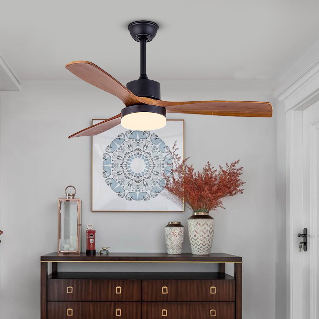 52" Nordic Minimalist Solid Wood LED Ceiling Fan Lamp for Living Room