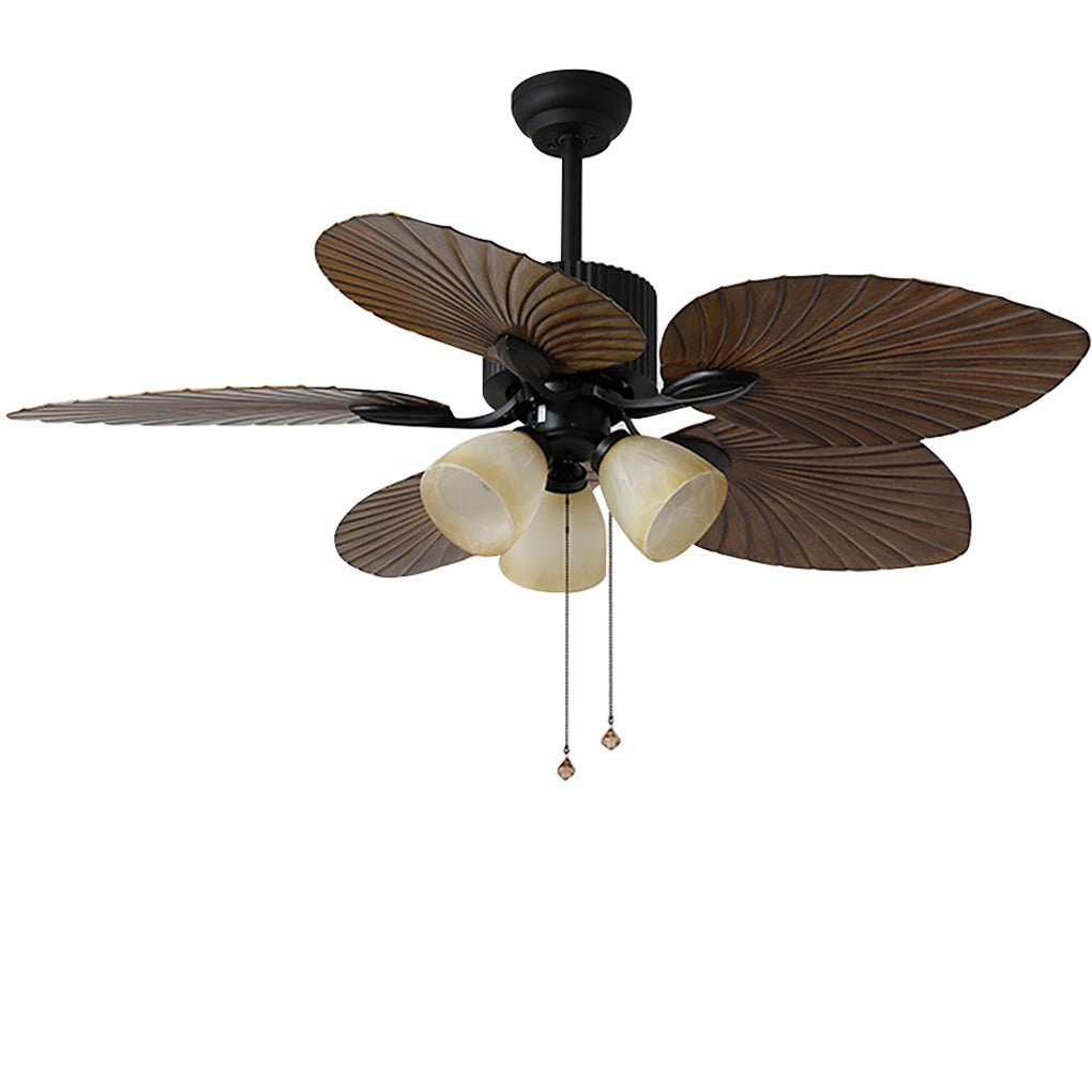 52" Leaf Shaped Blades Dimming 12W LED Rustic Inverter Ceiling Fan Light