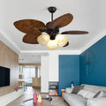52" Leaf Shaped Blades Dimming 12W LED Rustic Inverter Ceiling Fan Light