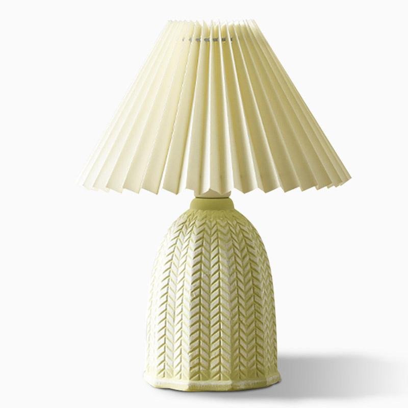 Vintage Pleated Linen Shade Ceramic Table Lamp 1-Light