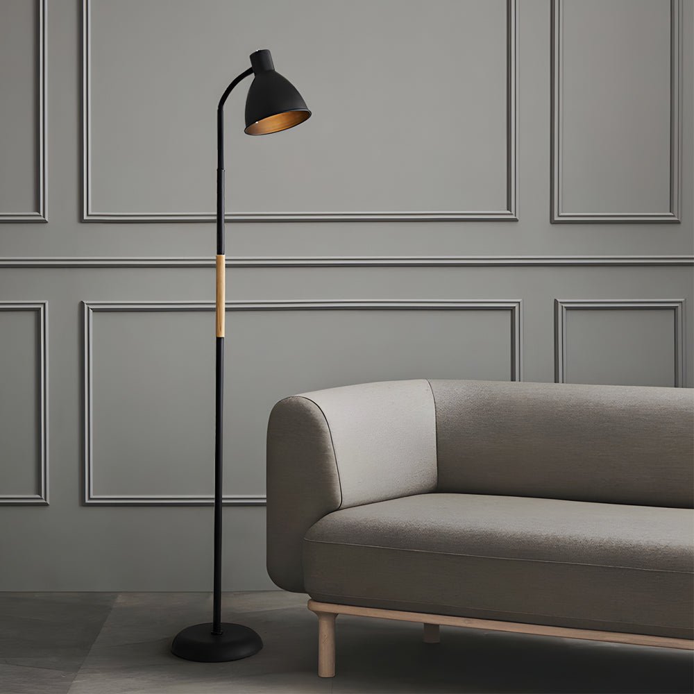 59-Inch Wood and Metal Arc LED Floor Lamp - Modern Task Lighting, Adjustable Height, Stylish Design, Energy Efficient Lamp