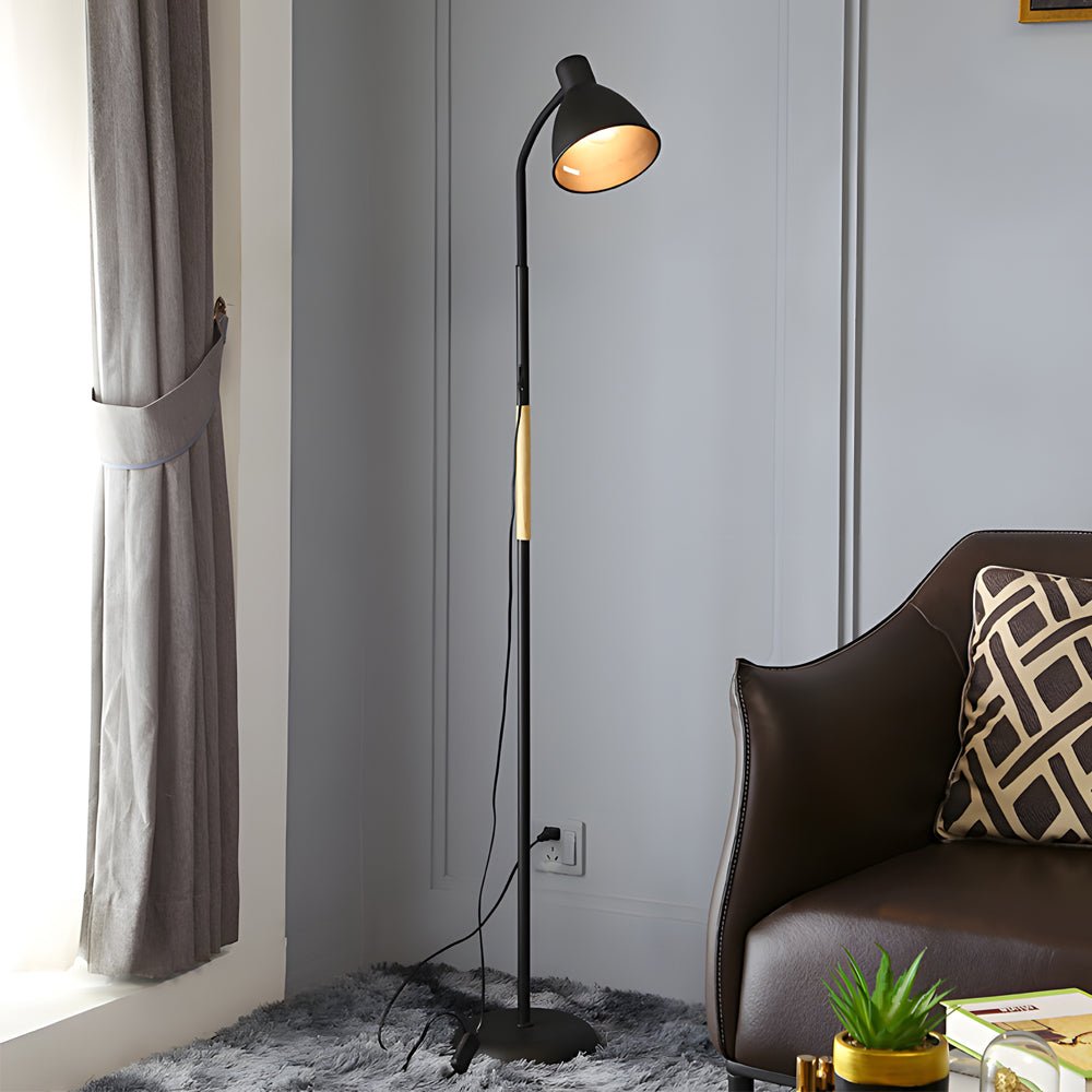 59-Inch Wood and Metal Arc LED Floor Lamp - Modern Task Lighting, Adjustable Height, Stylish Design, Energy Efficient Lamp