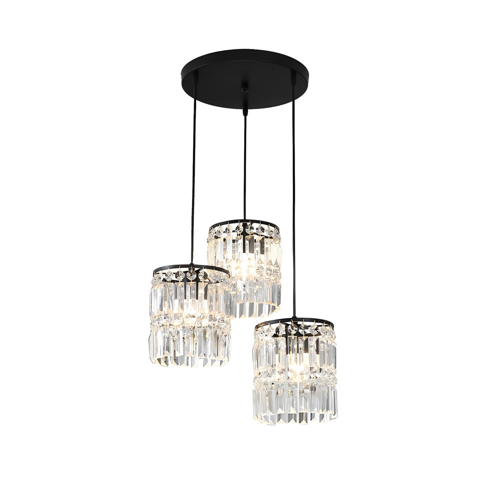 Cylindrical Dimming Nordic Pendant Light - 3-Step Crystal Shade Fixture