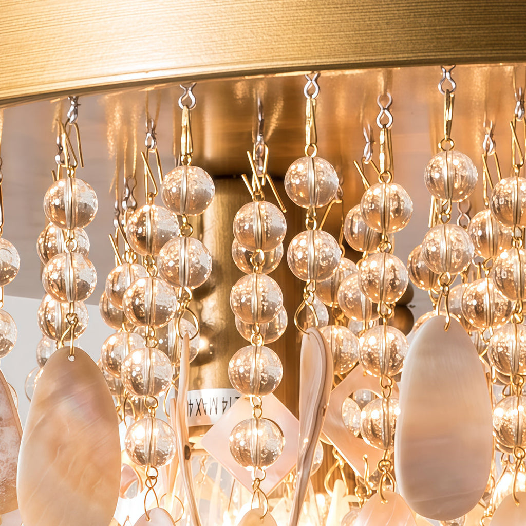 Shell Flush Mount Crystal Ceiling Light - American Style, Elegant Design, Modern Lighting, Home Decor, Ceiling Fixture