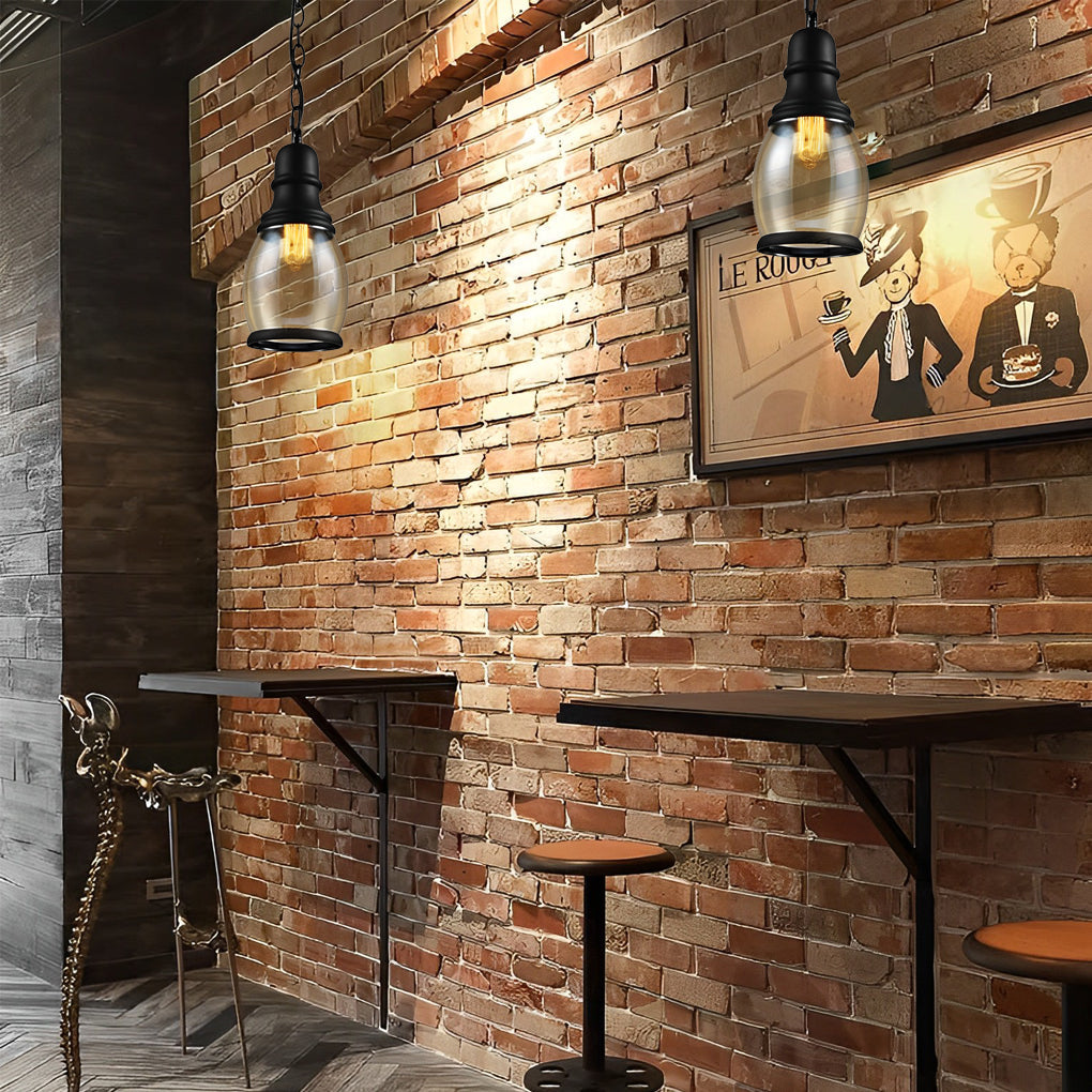 Retro Brown Glass Industrial Pendant Light Chandelier