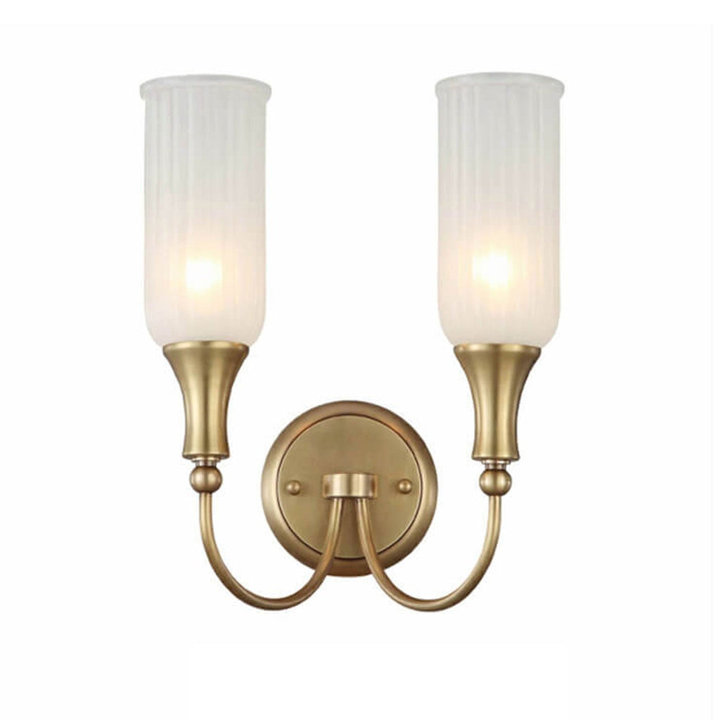 Vintage Rustic Brass Glass Wall Sconce Lamp - 1/2 Light Fixture
