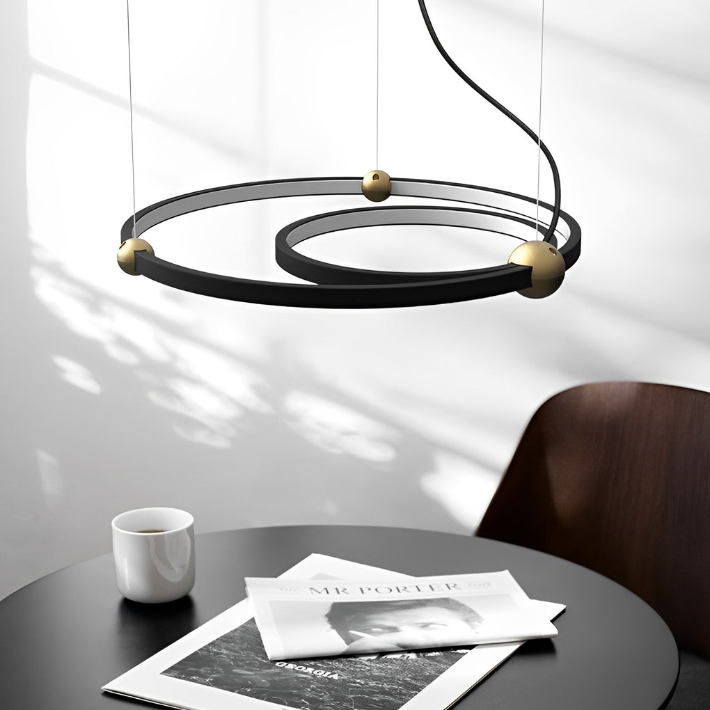 Circular Metal Black Chandelier - Post-Modern Creative Art Lighting
