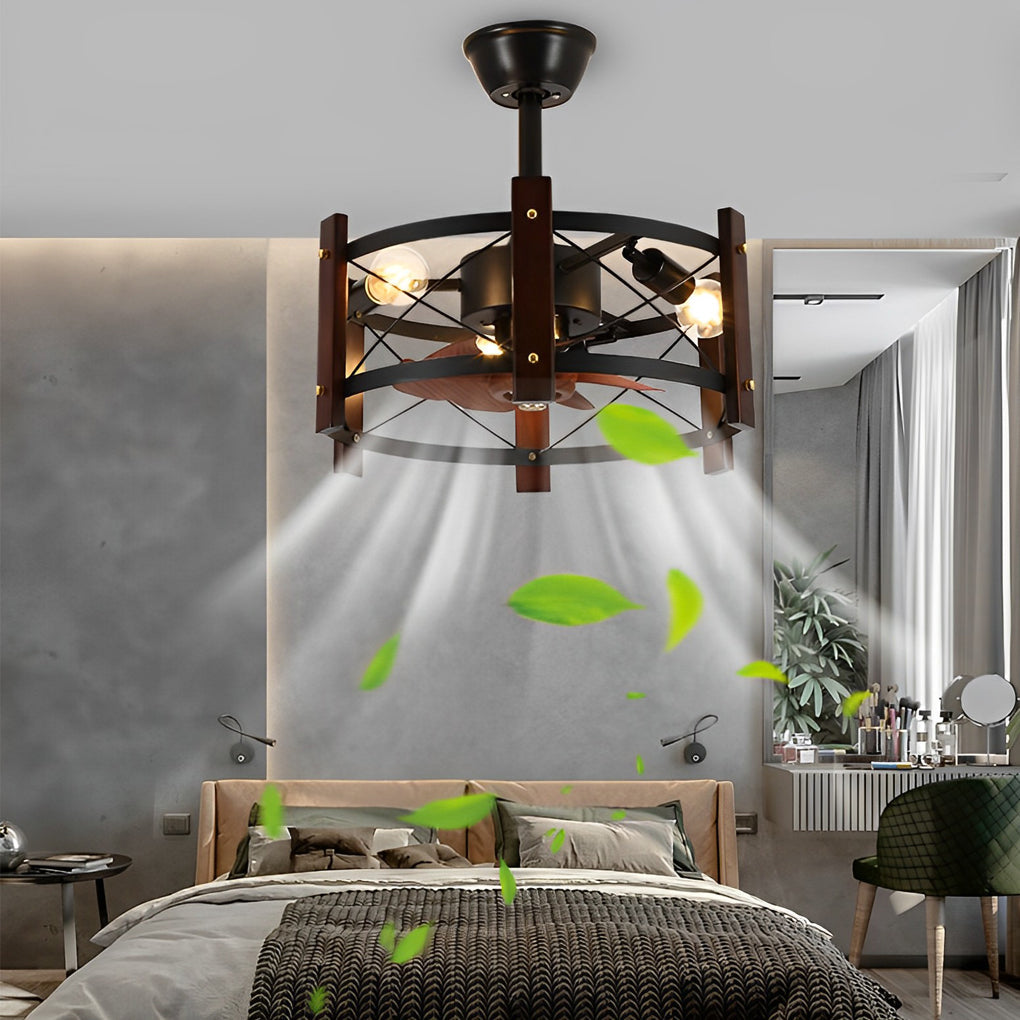 Retro Metal Bladeless Ceiling Fans with Chandelier - Modern Ceiling Light Fan, Stylish Home Decor, Energy Efficient Design, Quiet Operation, Vintage Charm