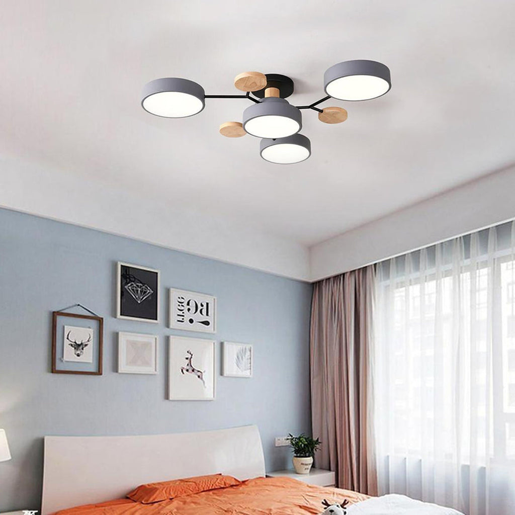 Sputnik Chandelier for Kids Room | Artistic Metal & Wood Ceiling Lights