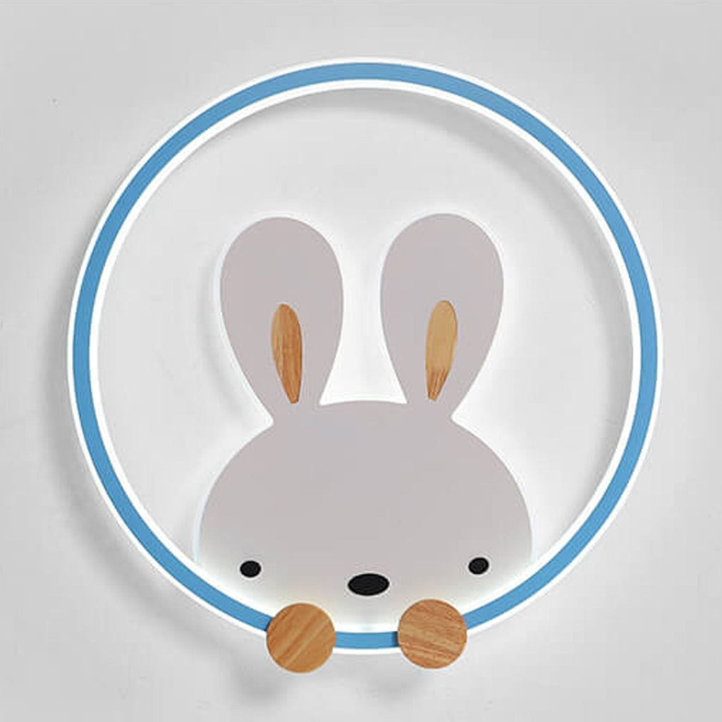 Childlike Modern Cartoon Rabbit LED Flush Mount Light Ceiling Fixture Cute Bunny Design for Kids Room Nursery Playroom Aesthetic Lighting Decor Kids Bedroom Illumination Creative Playful Home Lighting Children's Room Ceiling Light