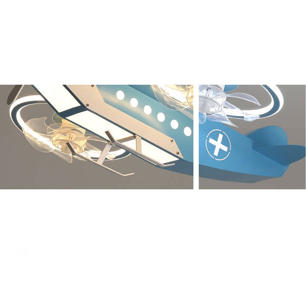 Creative Cartoon Aircraft Ceiling Fan Light for Kids Room, Fun Flush Mount Design, Airplane-Themed Illumination, Ideal for Nursery & Playroom Decor