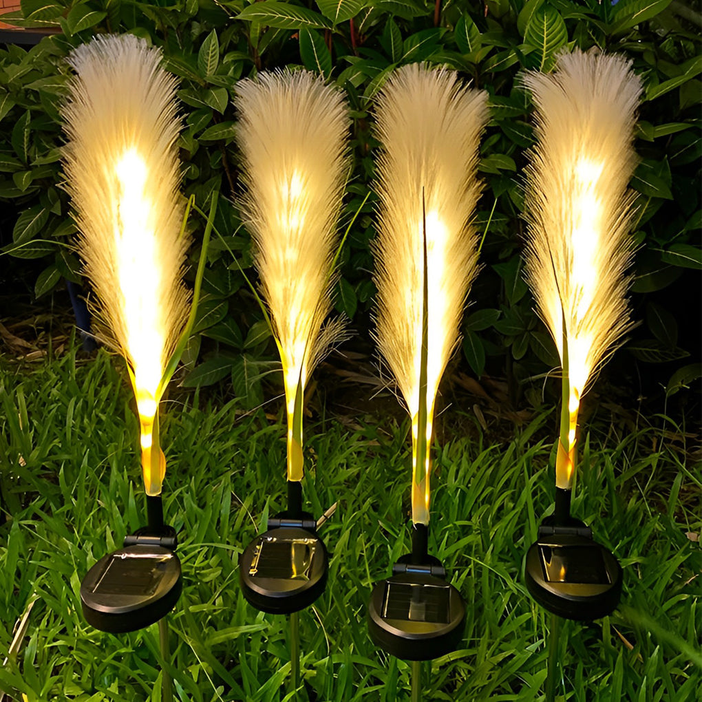 2PCS Hairy Reed LED Solar Lawn Lamps - Solar Garden Lighting, Outdoor LED Lights, Eco-Friendly, Waterproof, Decorative Landscape Lighting