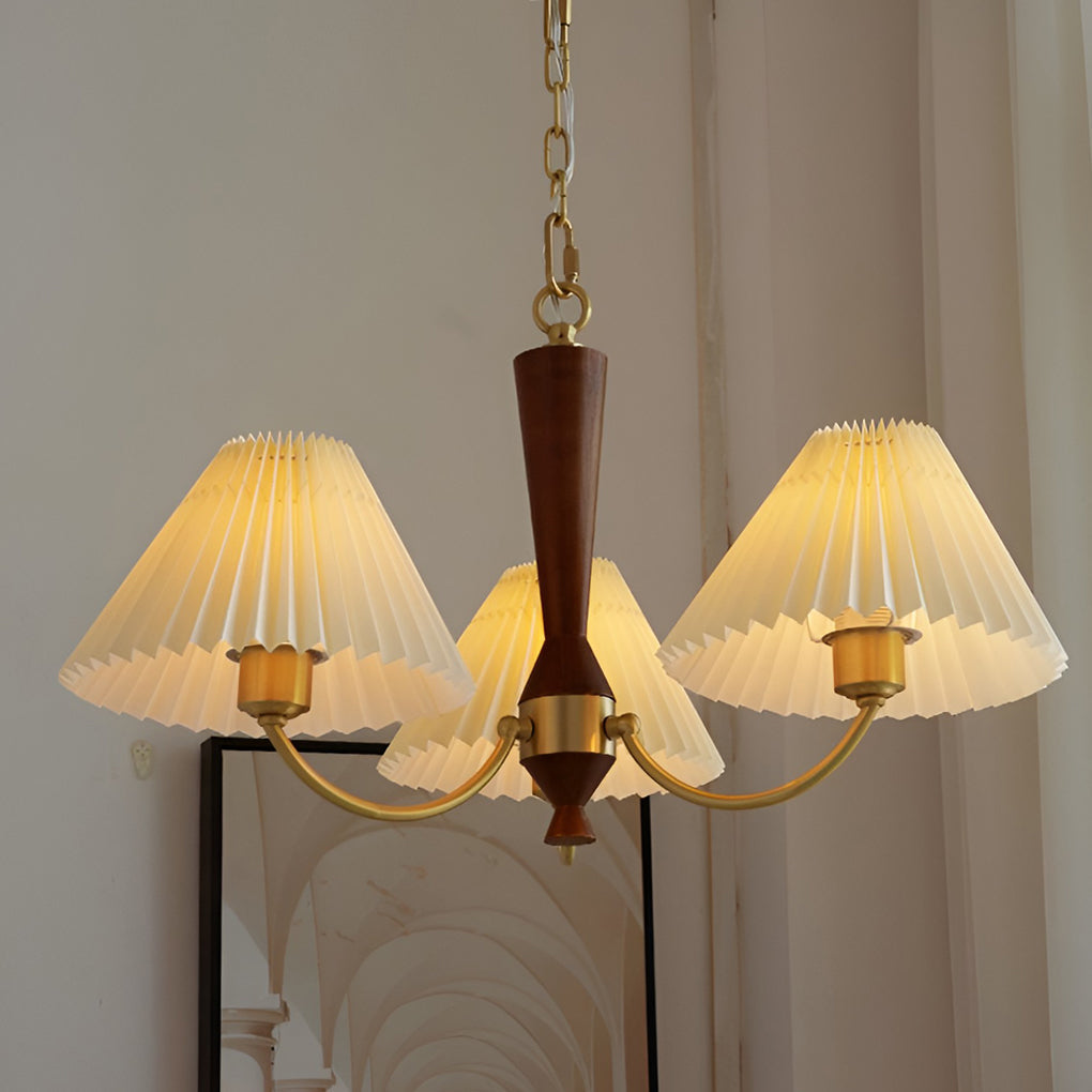 3-Light Pleated Lampshade LED Nordic Chandelier Pendant