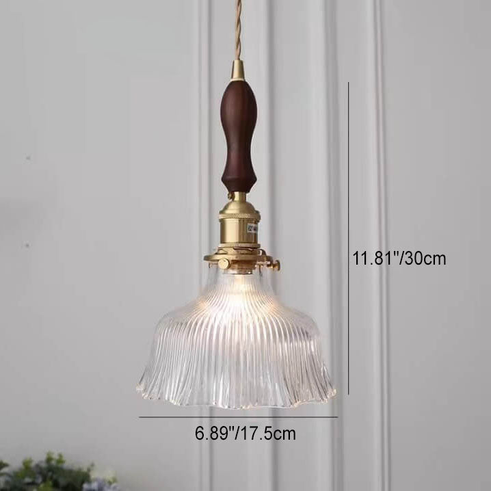Nordic Minimalist Copper Glass Pendant Light - 1-Light Walnut Flower Design