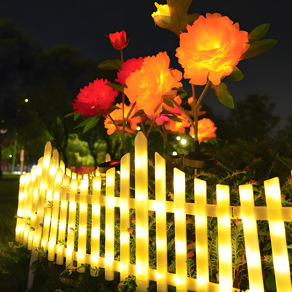 8-Pack Wave-Shaped Solar LED Garden Fence Lights for Christmas