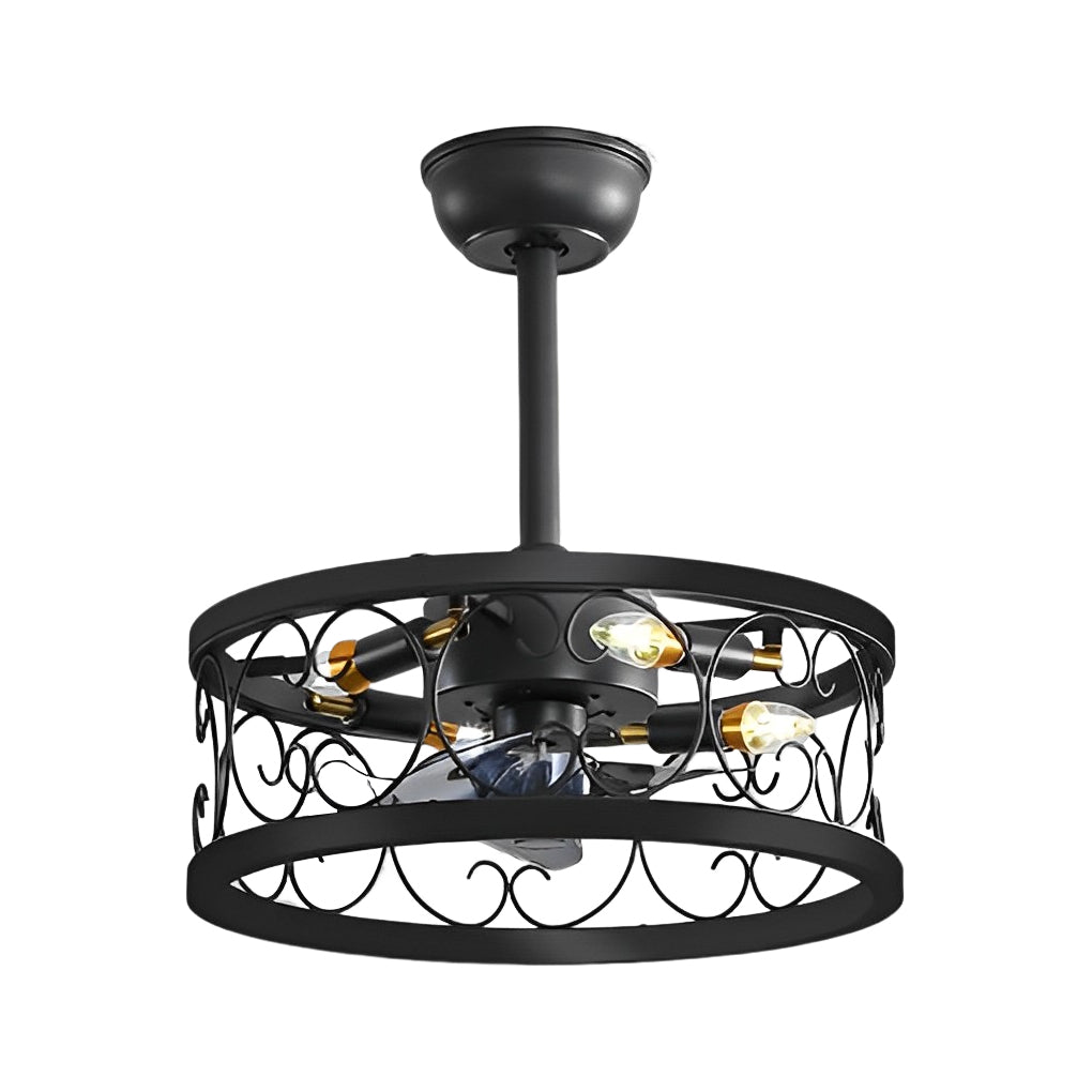 Retro Bladeless Ceiling Fan with Remote - Three Step Dimming LED Mute Design