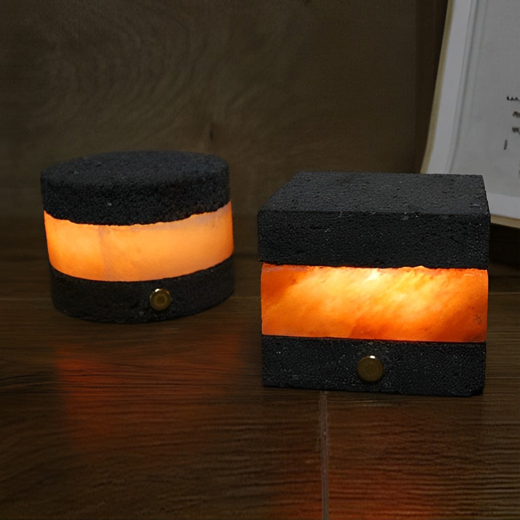 Volcanic Brick Mini Cordless Table Lamp - Portable LED Accent Light for Home Decor, Indoor and Outdoor Lighting, Modern Design, USB Rechargeable