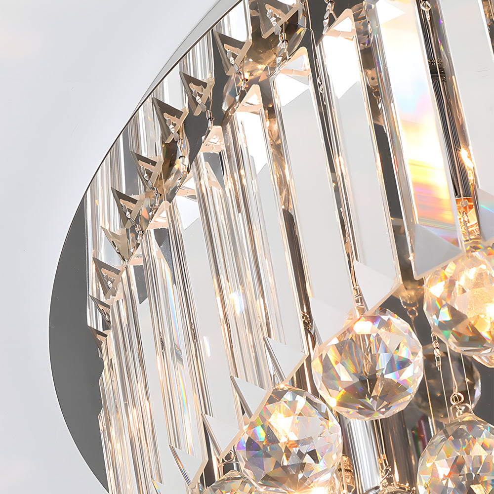 Round Crystal Flush Mount Light - Luxury Modern Ceiling Fixture