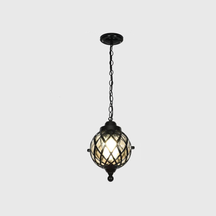 European Vintage Round Ball Die-Cast Aluminum Outdoor Waterproof Pendant Light 1-Light