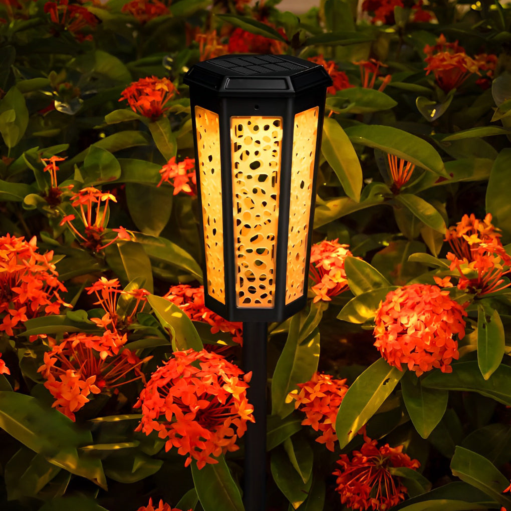 RGB Hexagon Solar Stake Light - Waterproof Outdoor Landscape Lighting