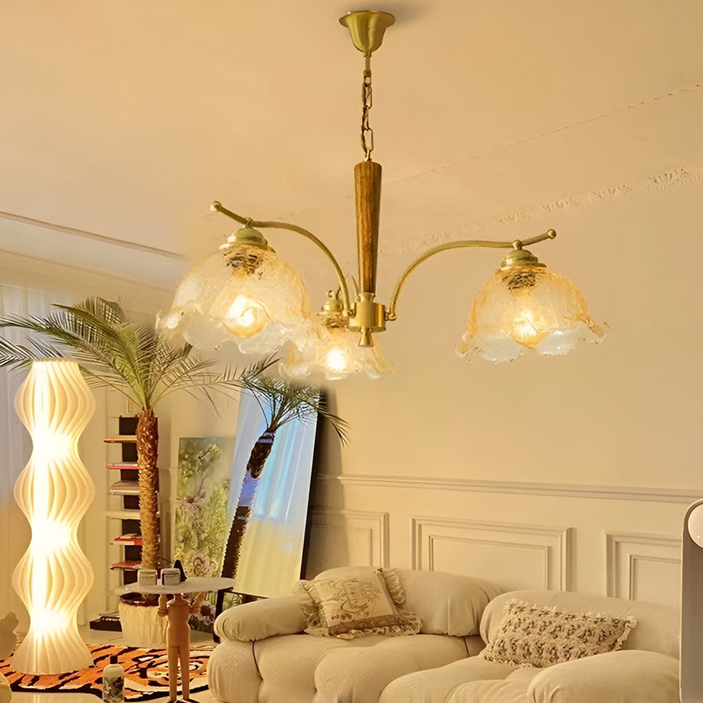 3 Light Cracked Glass Retro Pendant Chandelier Ceiling Lamp